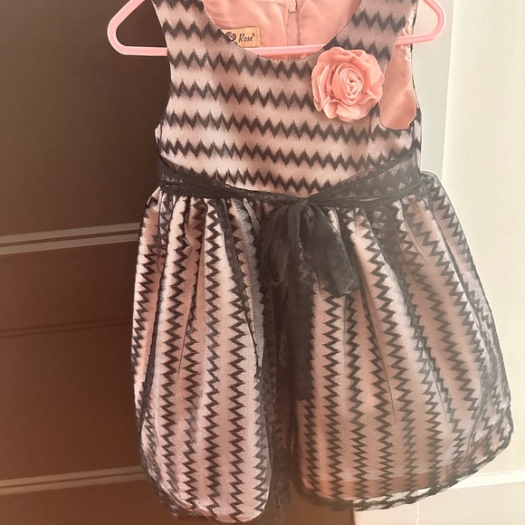 Pink and Black Zigzag Formal Kids Dress - Picture 1 of 8
